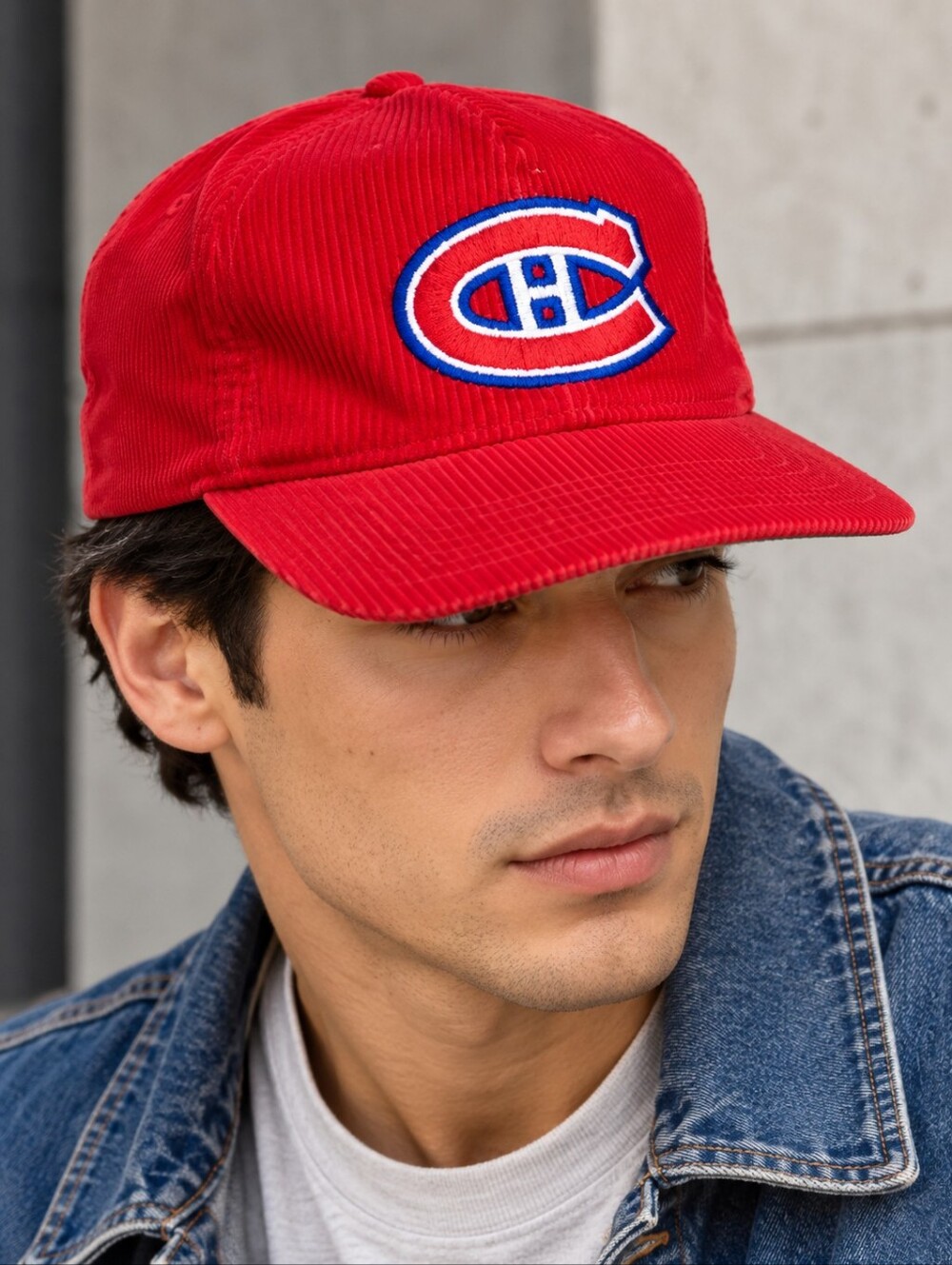 Vintage 90s Montreal Canadiens The Classic Corduroy Snapback Cap